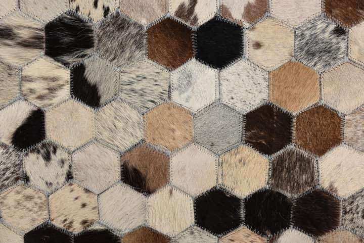 5' 2 x 8' 1 Cowhide Leather Rug