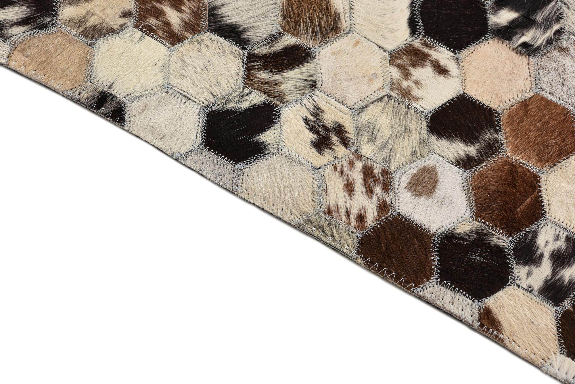5' 1 x 7' 10 Cowhide Leather Rug