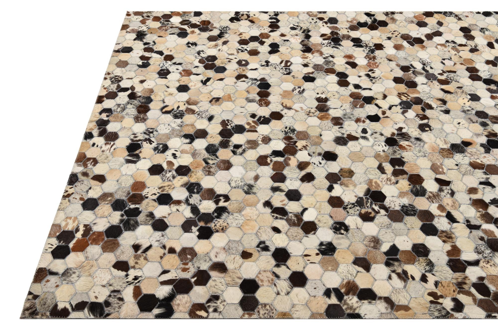 5' x 7' 10 Cowhide Leather Rug