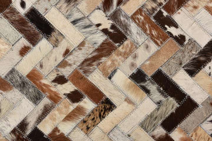 5' x 7' 8 Cowhide Leather Rug