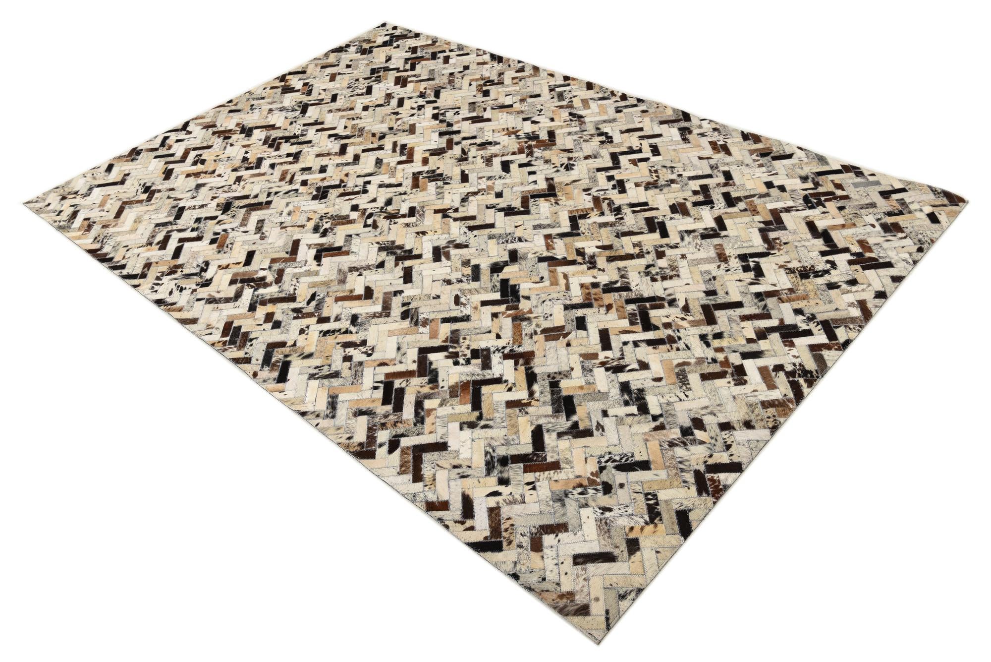 5' 1 x 7' 7 Cowhide Leather Rug