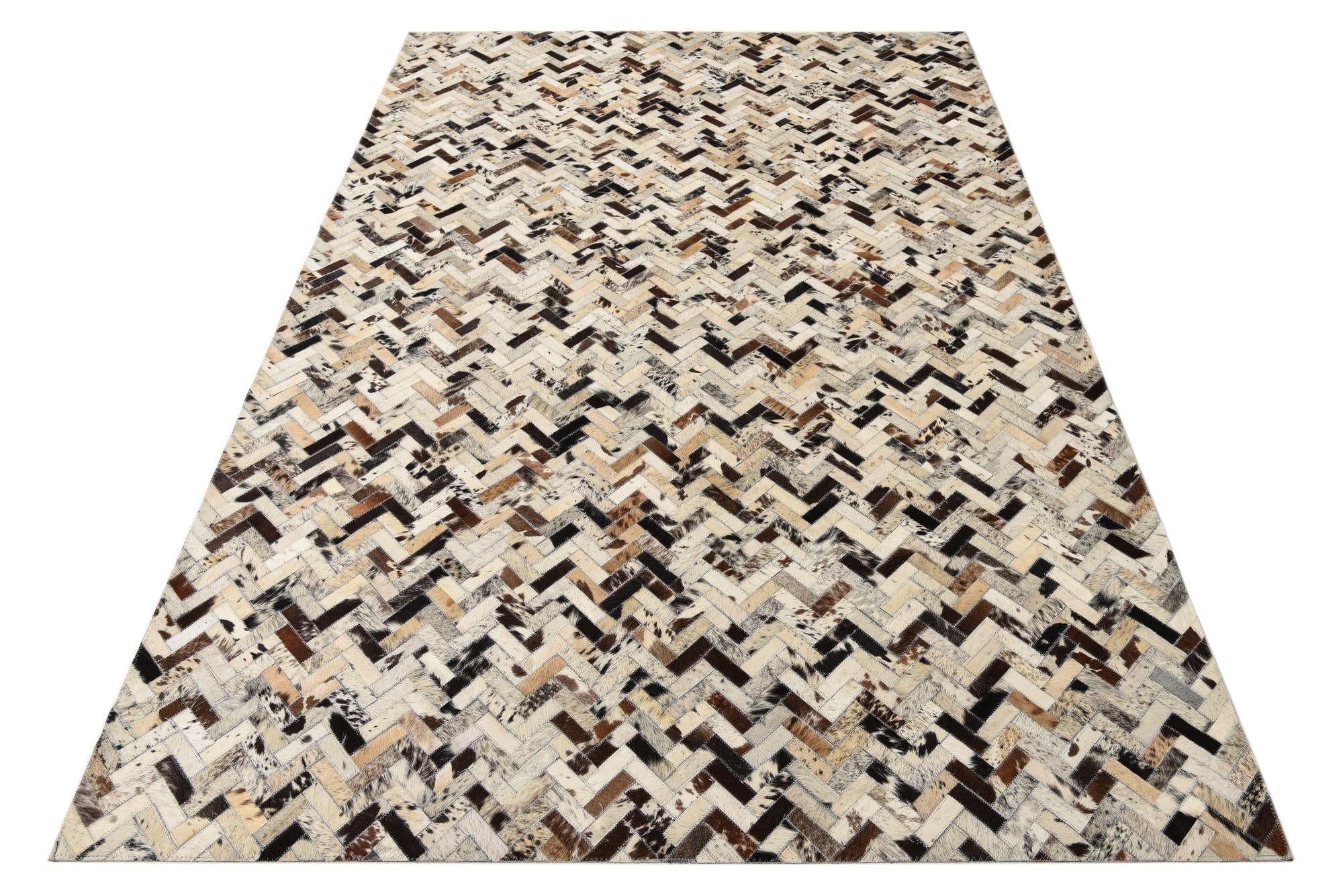 5' 1 x 7' 7 Cowhide Leather Rug