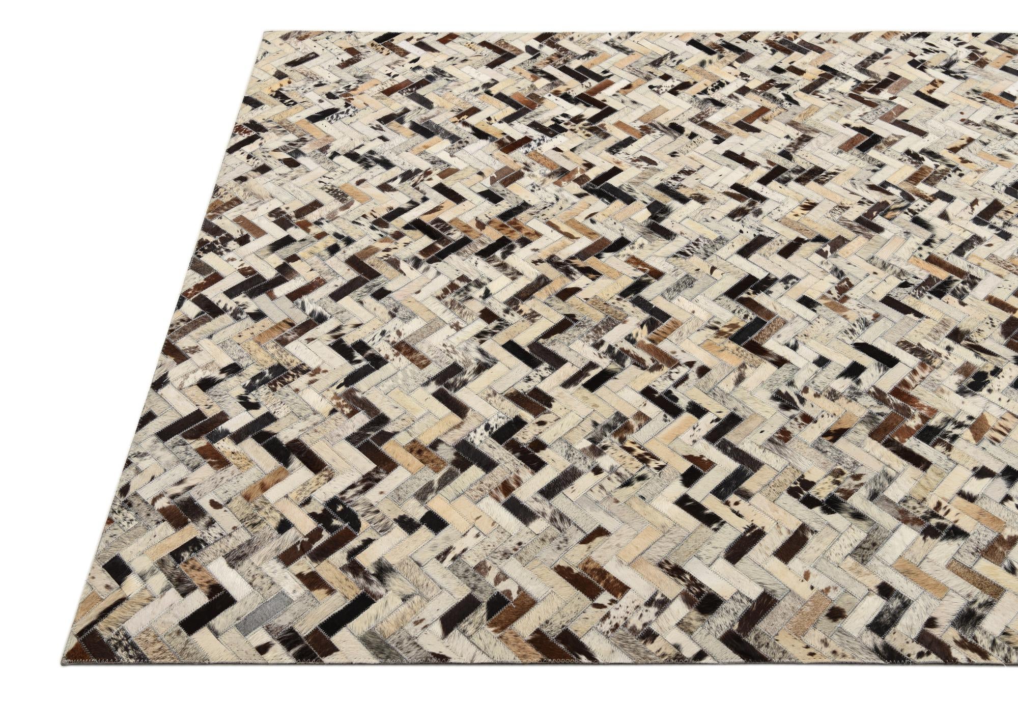 5' 1 x 7' 7 Cowhide Leather Rug