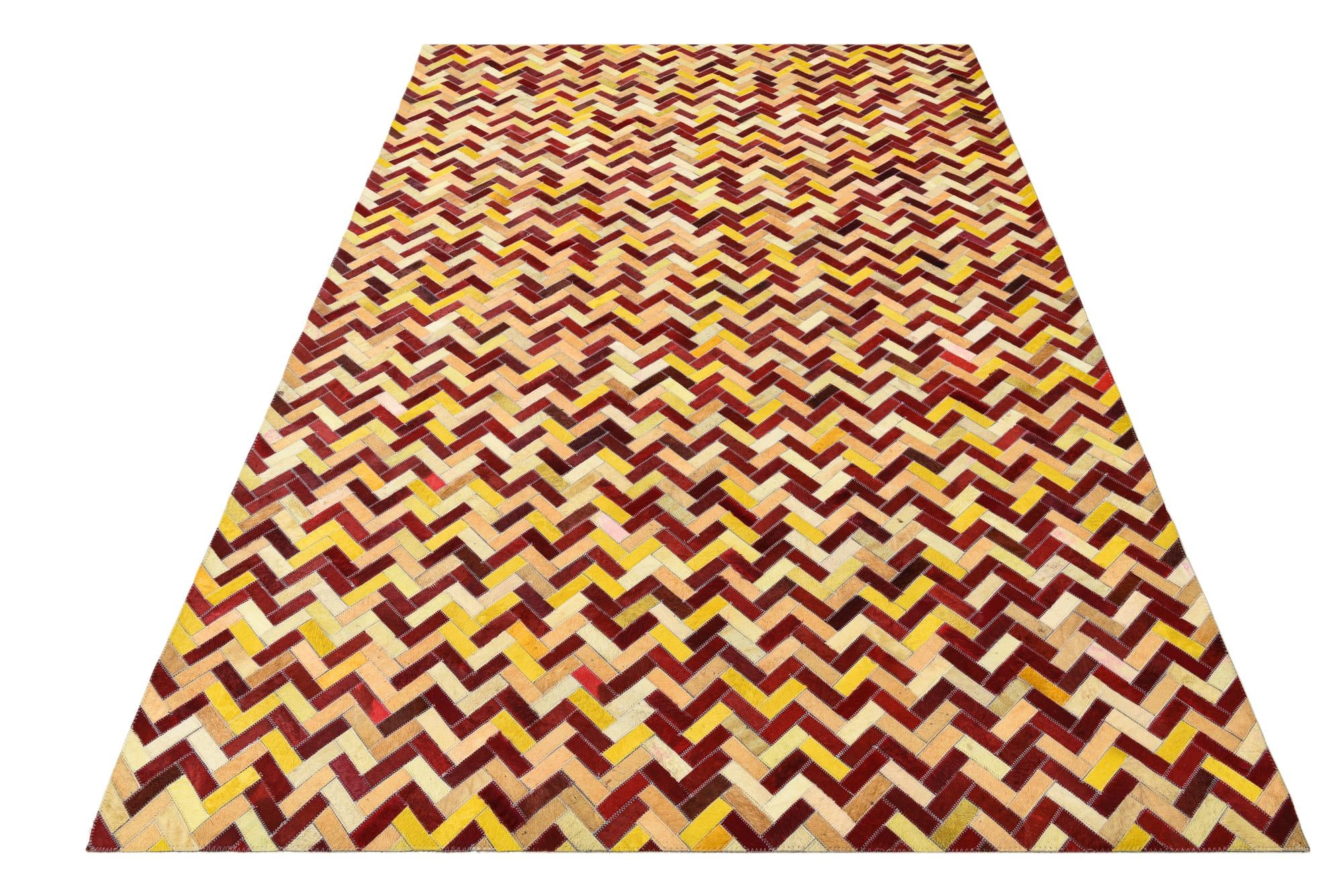 5' 2 x 8' Cowhide Leather Rug
