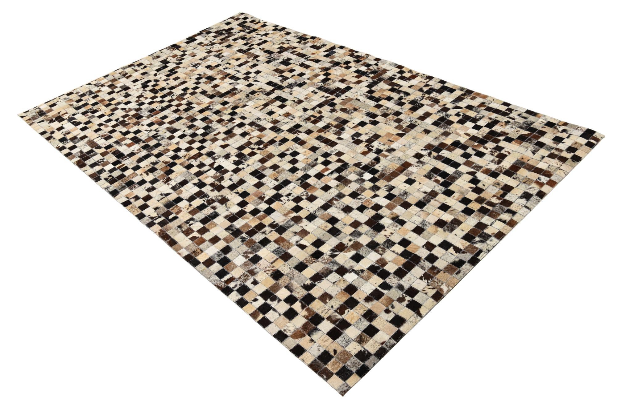 5' 1 x 8' Cowhide Leather Rug