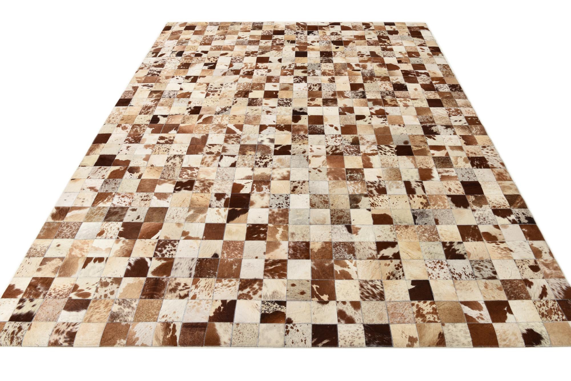 8' x 9' 10 Cowhide Leather Rug