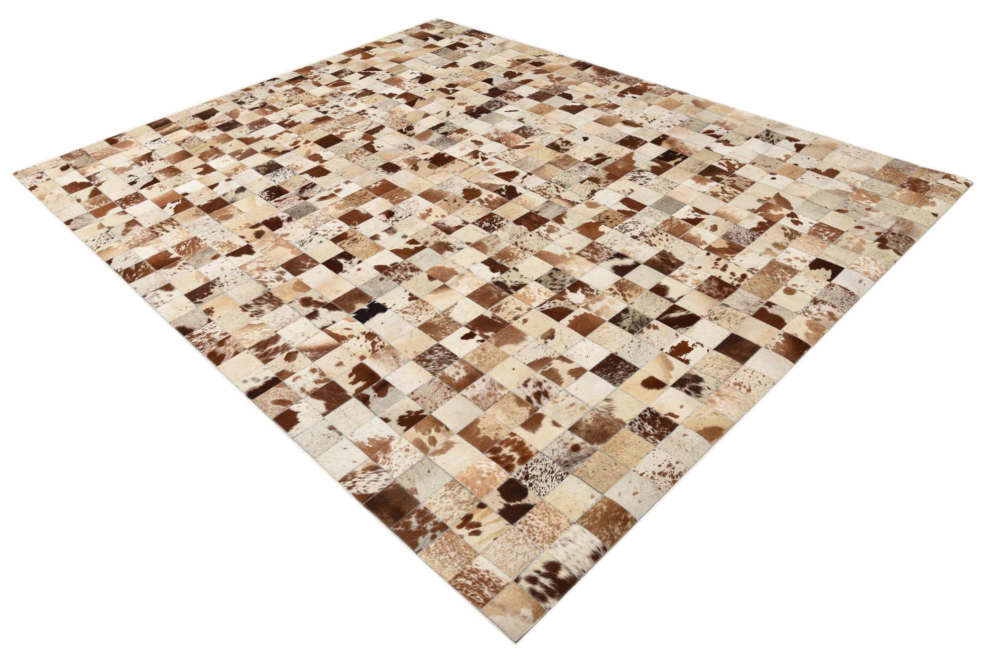 8' 1 x 10' Cowhide Leather Rug
