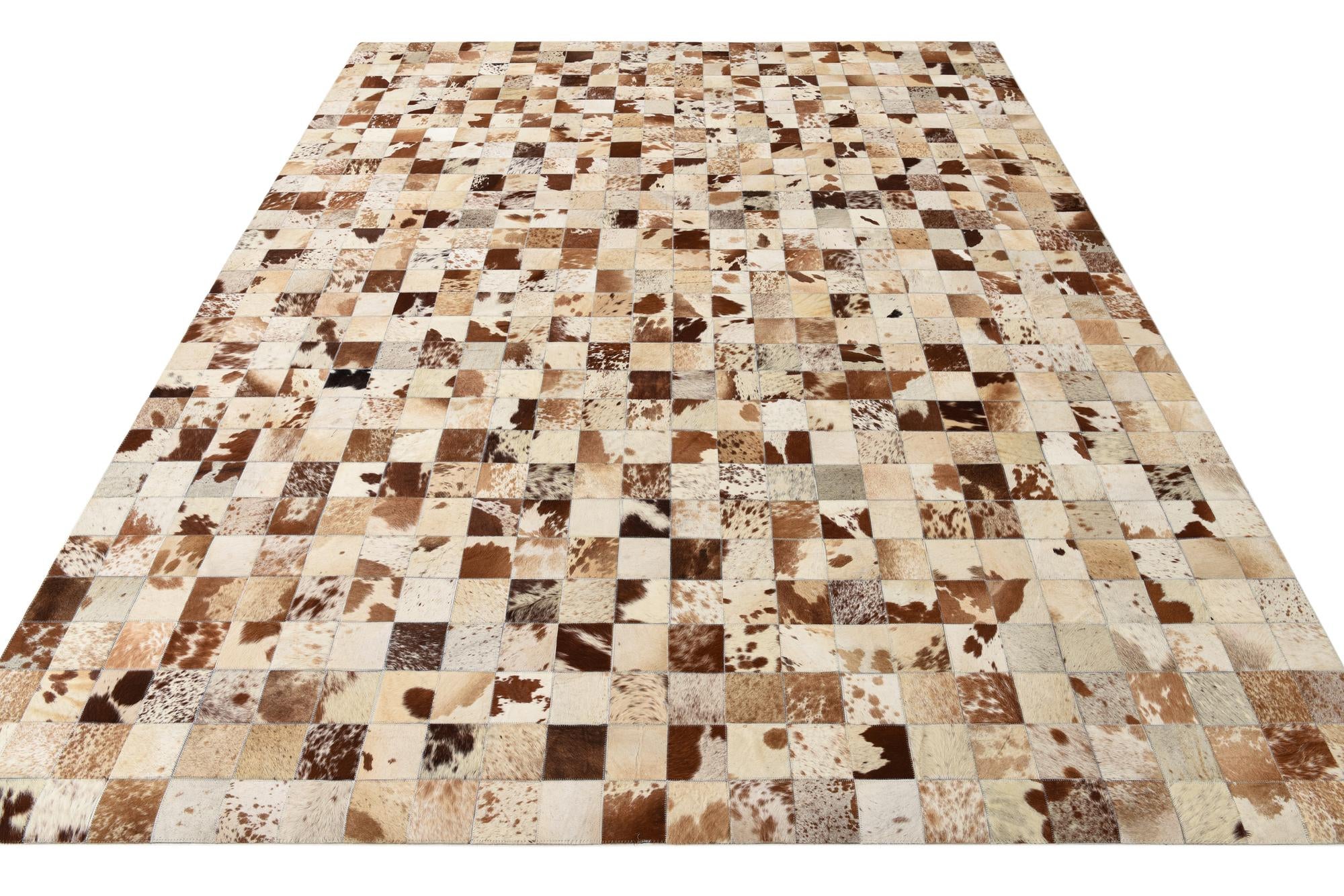 8' 1 x 10' Cowhide Leather Rug