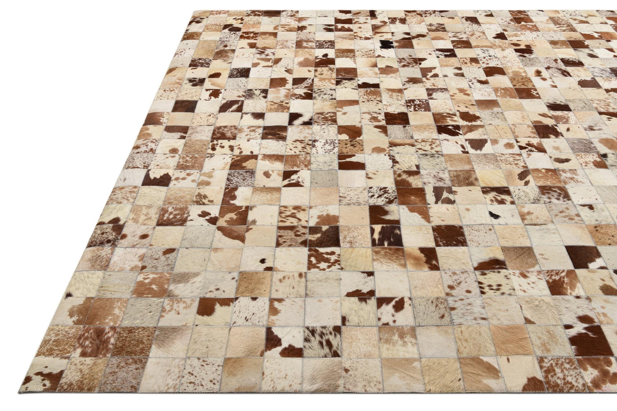 8' 1 x 10' Cowhide Leather Rug