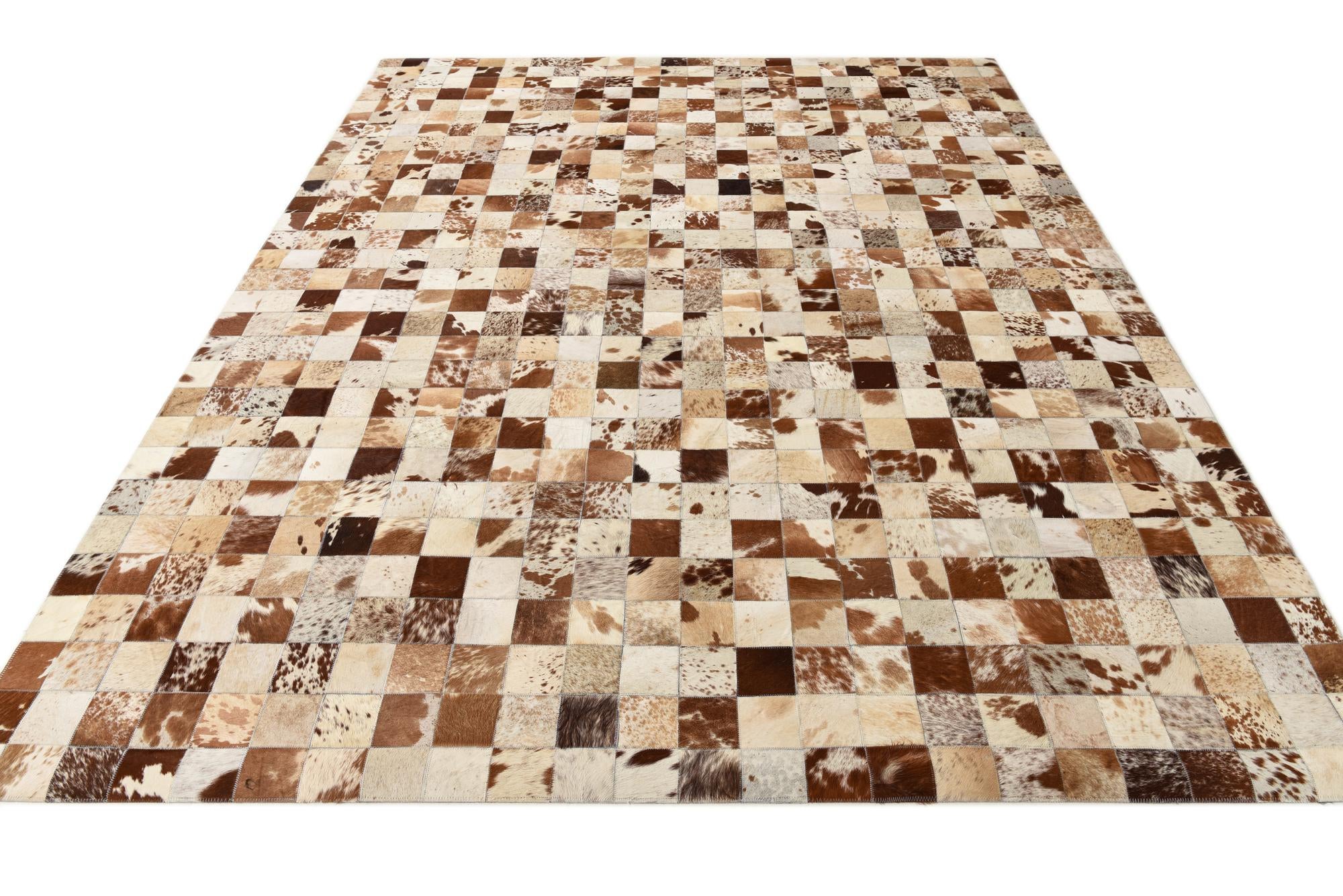 8' x 9' 9 Cowhide Leather Rug