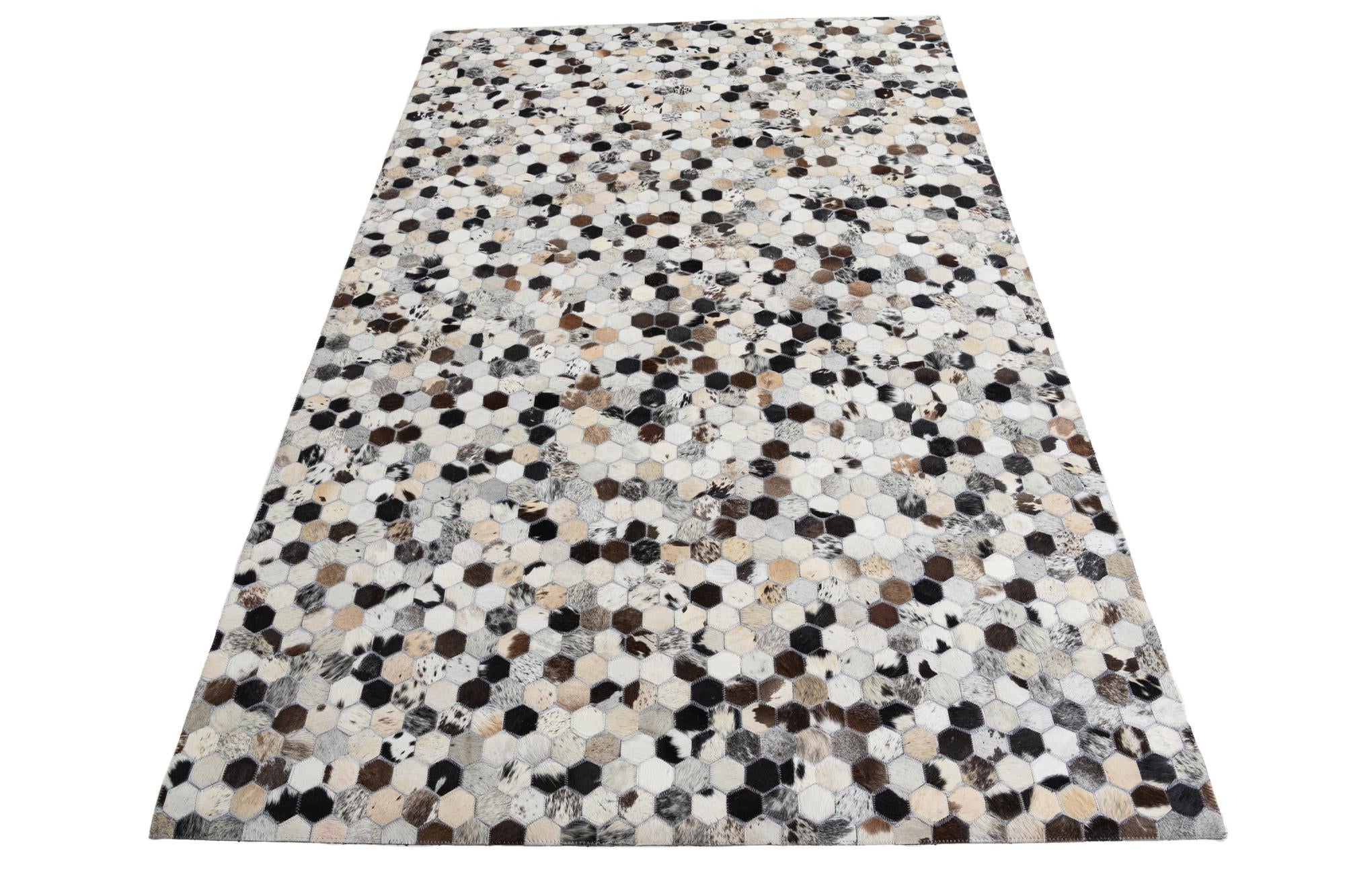 5' 1 x 8' Cowhide Leather Rug
