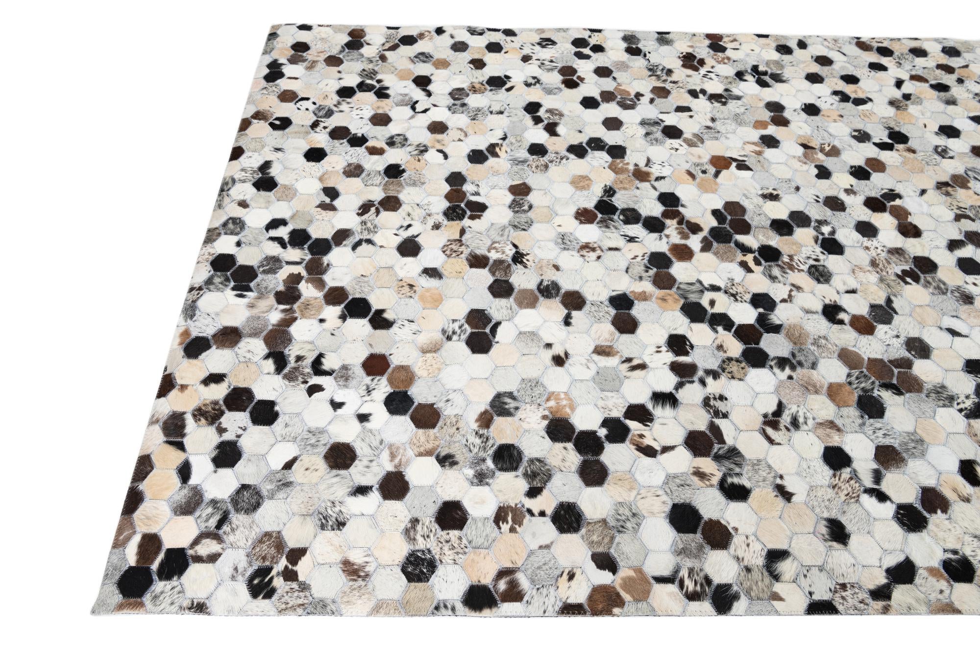 5' 1 x 8' Cowhide Leather Rug
