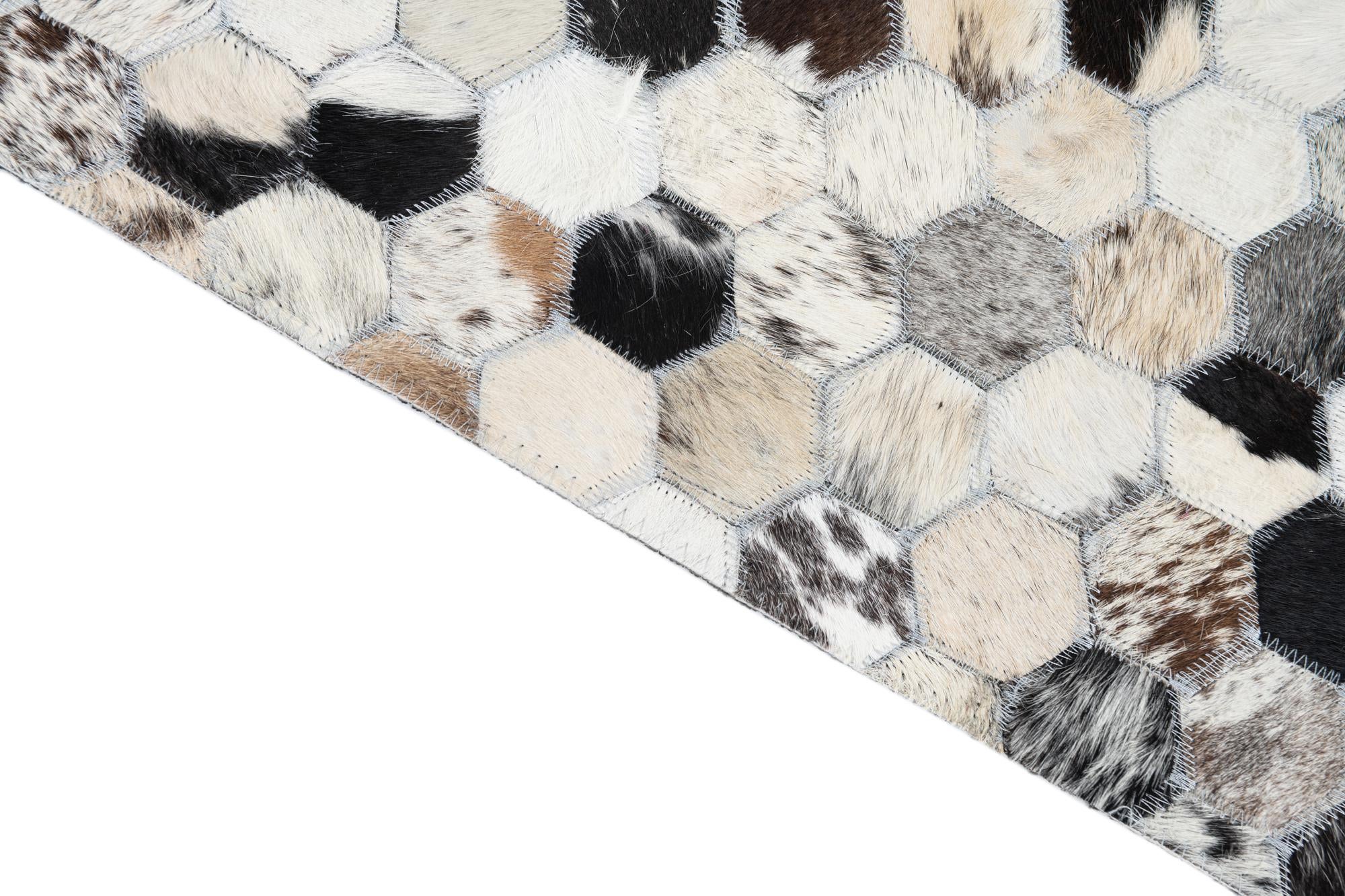 5' 1 x 8' Cowhide Leather Rug