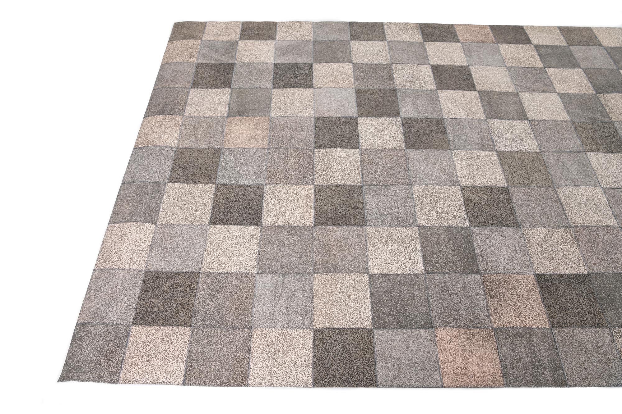 5' x 7' 9 Cowhide Leather Rug