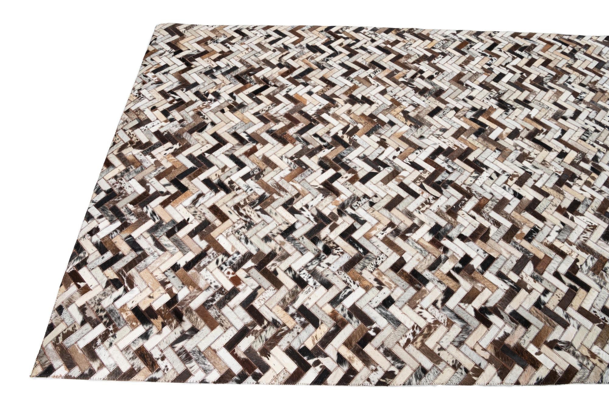 5' x 7' 10 Cowhide Leather Rug
