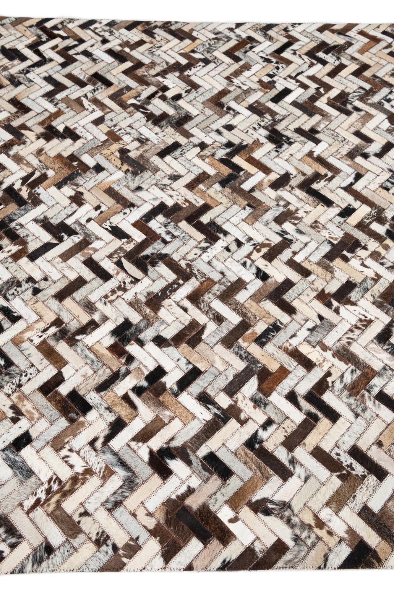 5' x 7' 10 Cowhide Leather Rug