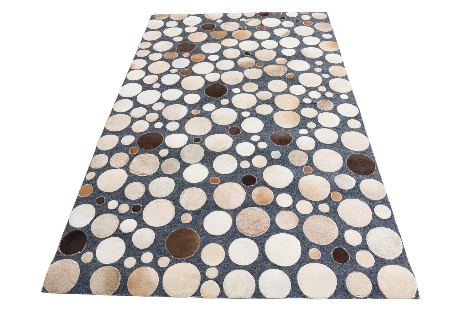 5' x 7' 10 Cowhide Leather Rug