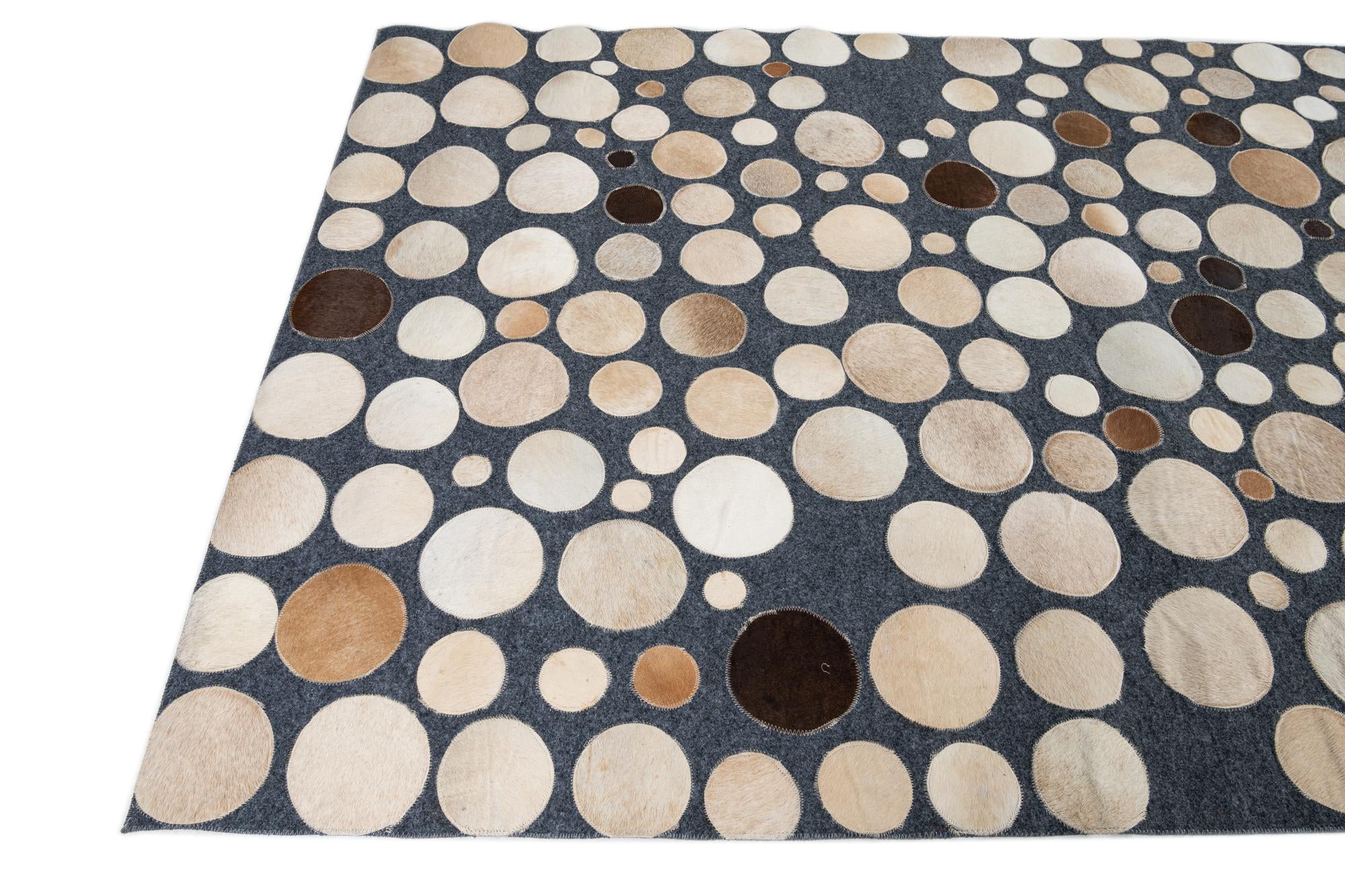 5' x 7' 5 Cowhide Leather Rug