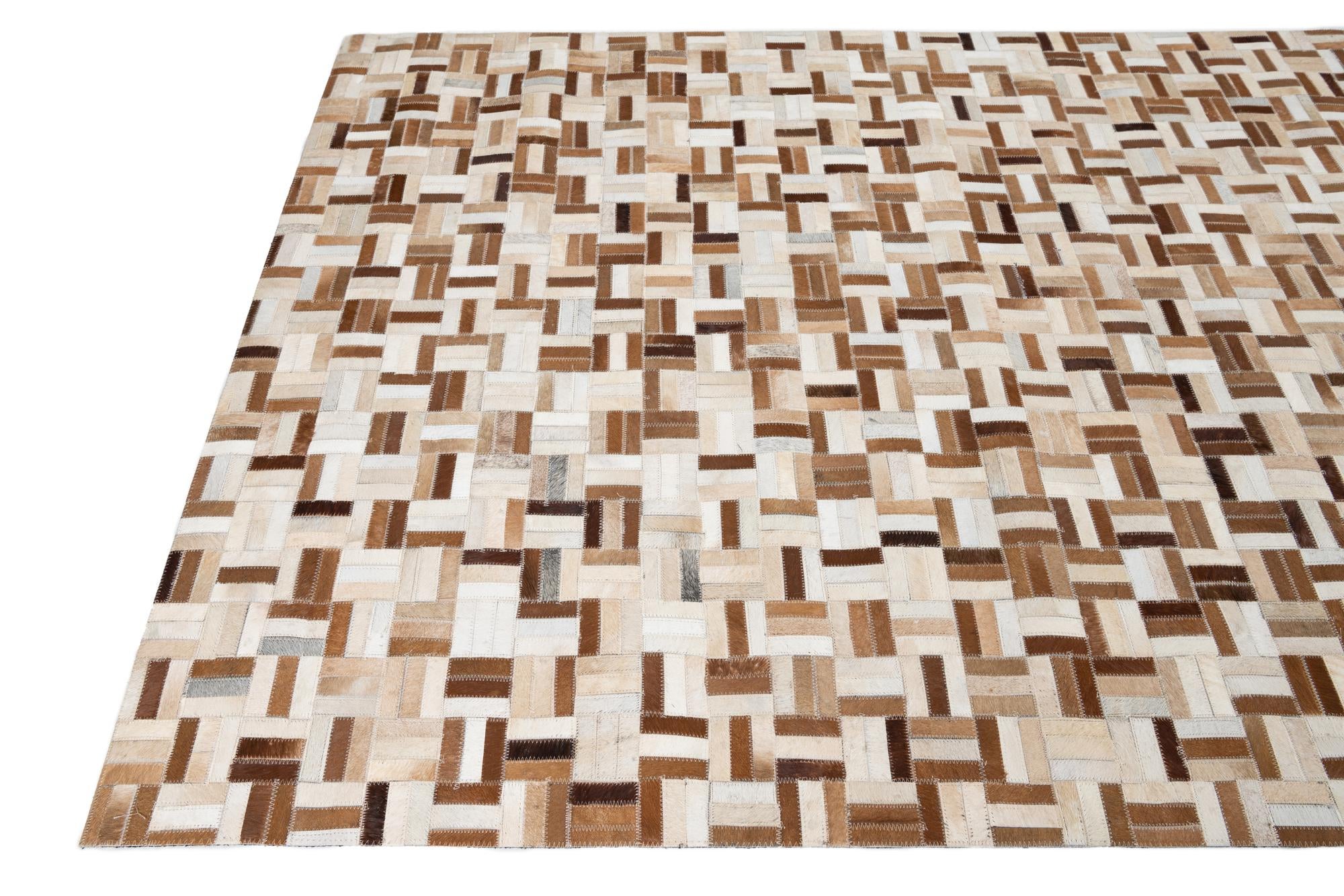 5' 1 x 8' Cowhide Leather Rug
