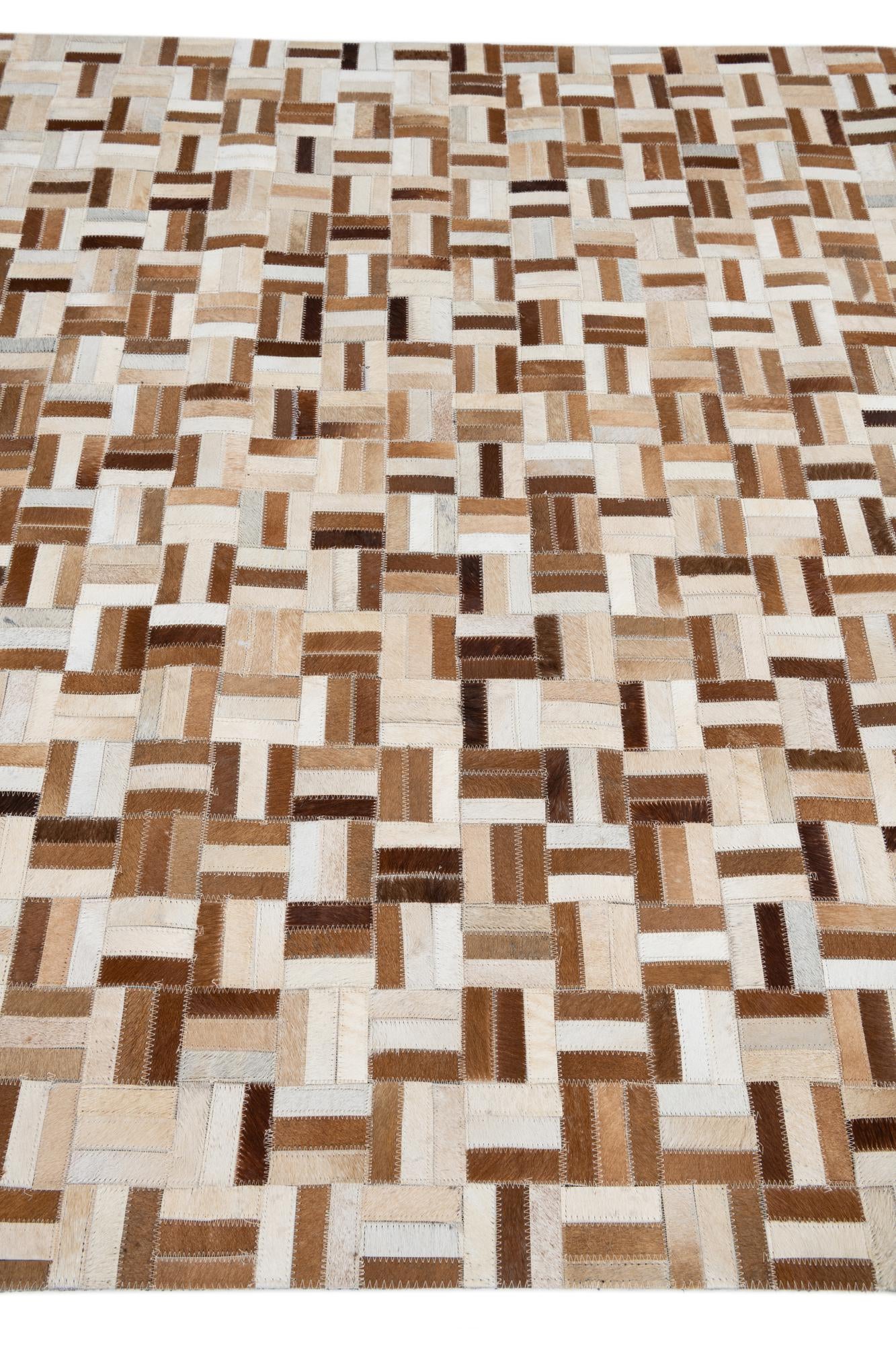 5' 1 x 8' Cowhide Leather Rug
