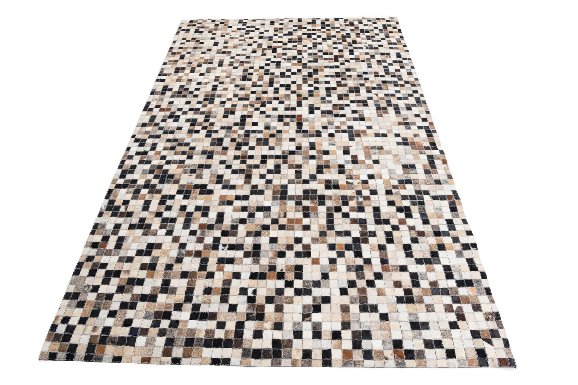 5' 1 x 8' Cowhide Leather Rug