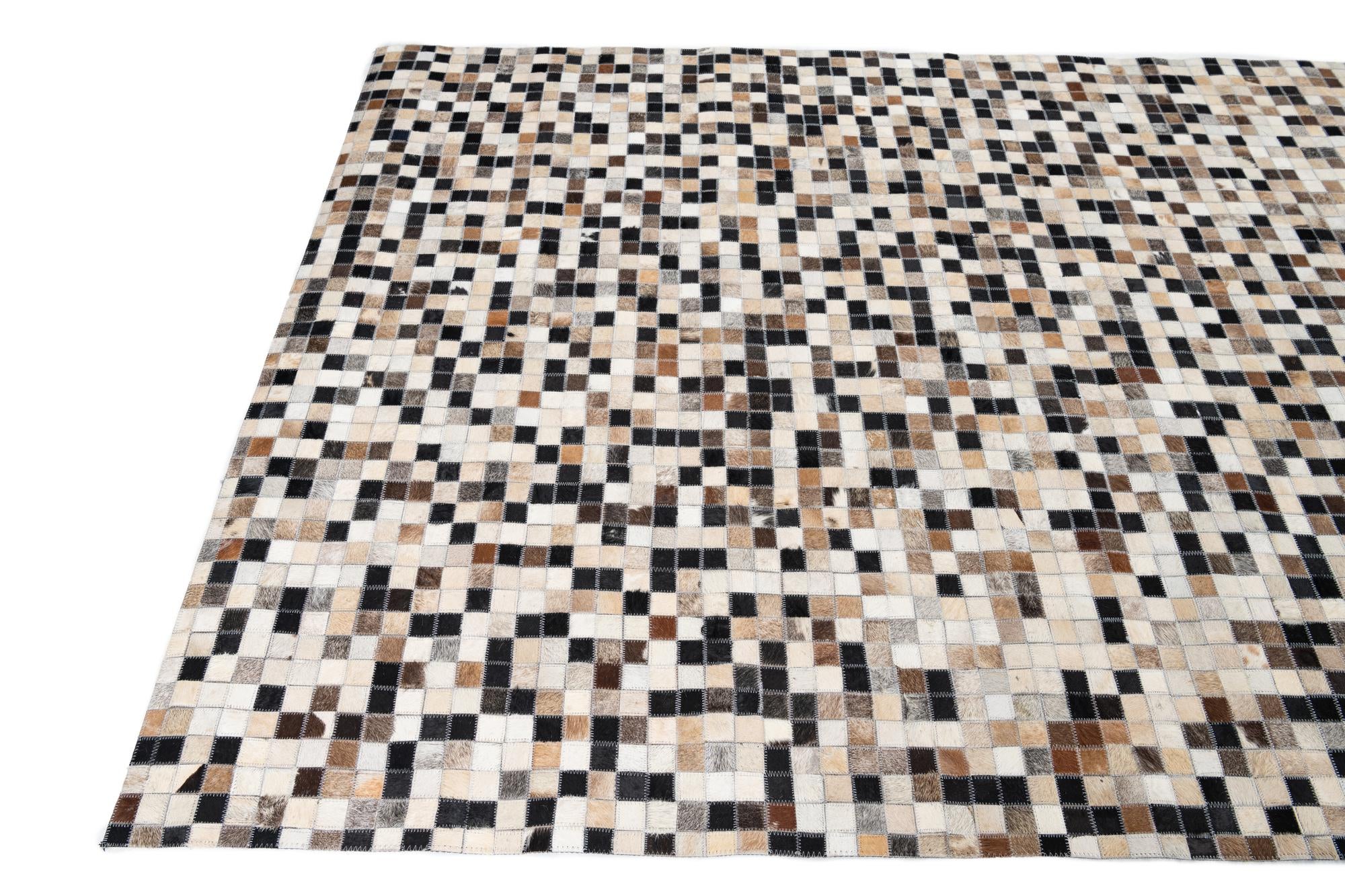 5' 1 x 8' Cowhide Leather Rug