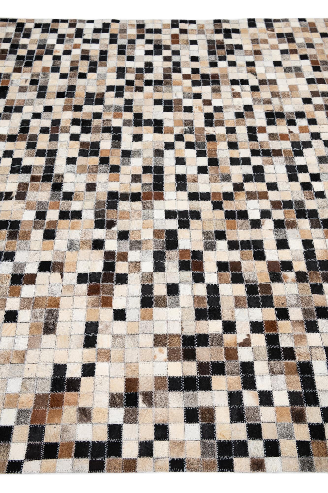 5' 1 x 8' Cowhide Leather Rug