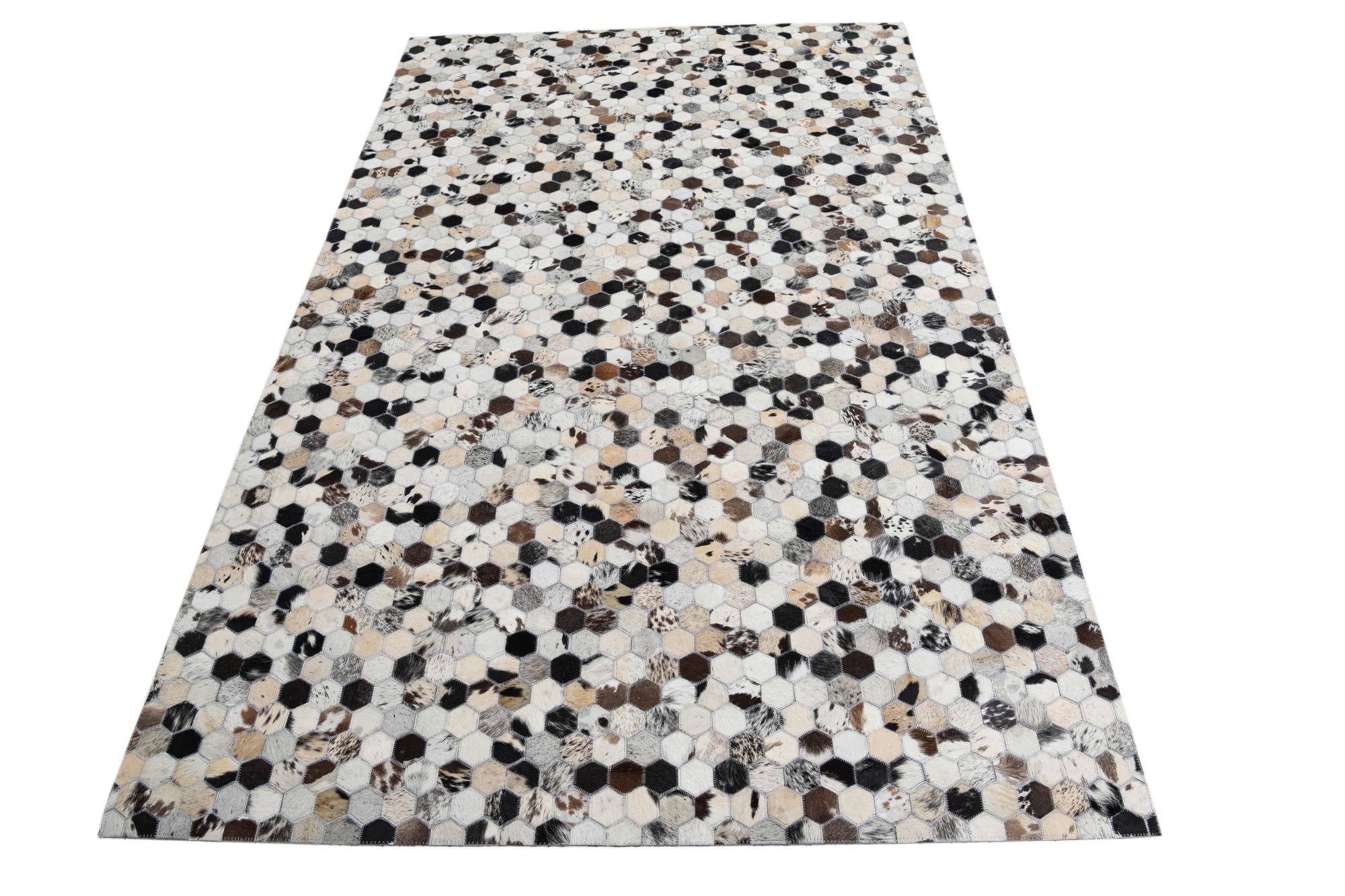 5' 2 x 8' Cowhide Leather Rug