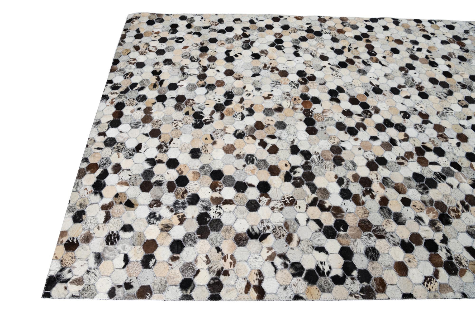 5' 2 x 8' Cowhide Leather Rug