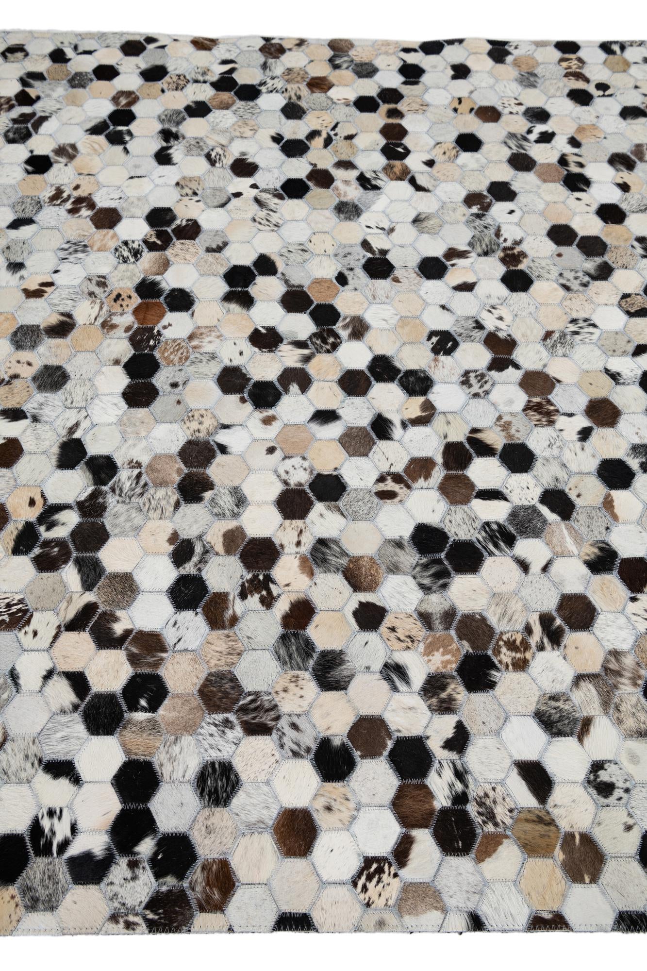 5' 2 x 8' Cowhide Leather Rug