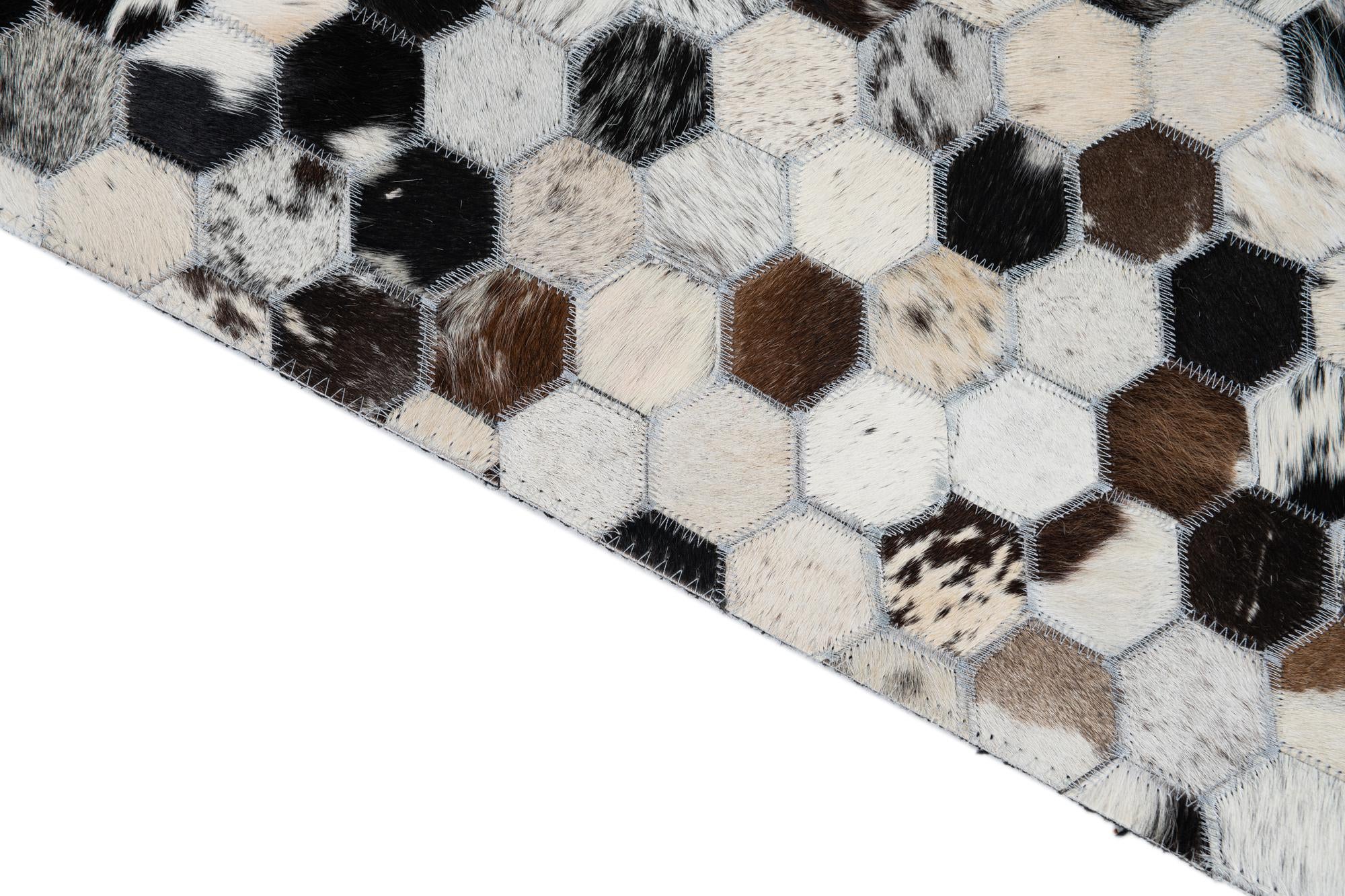 5' 2 x 8' Cowhide Leather Rug