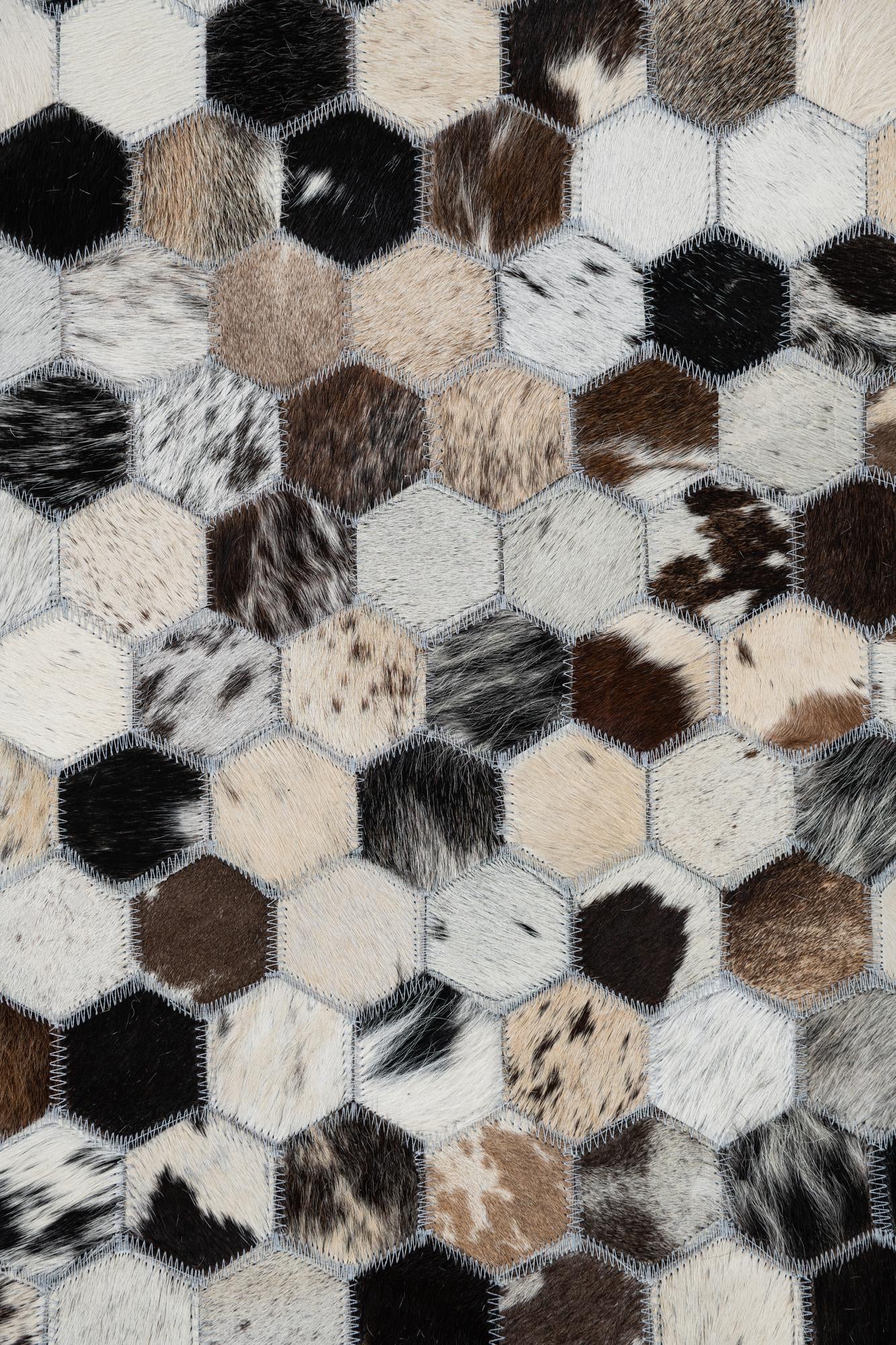 5' 2 x 8' Cowhide Leather Rug