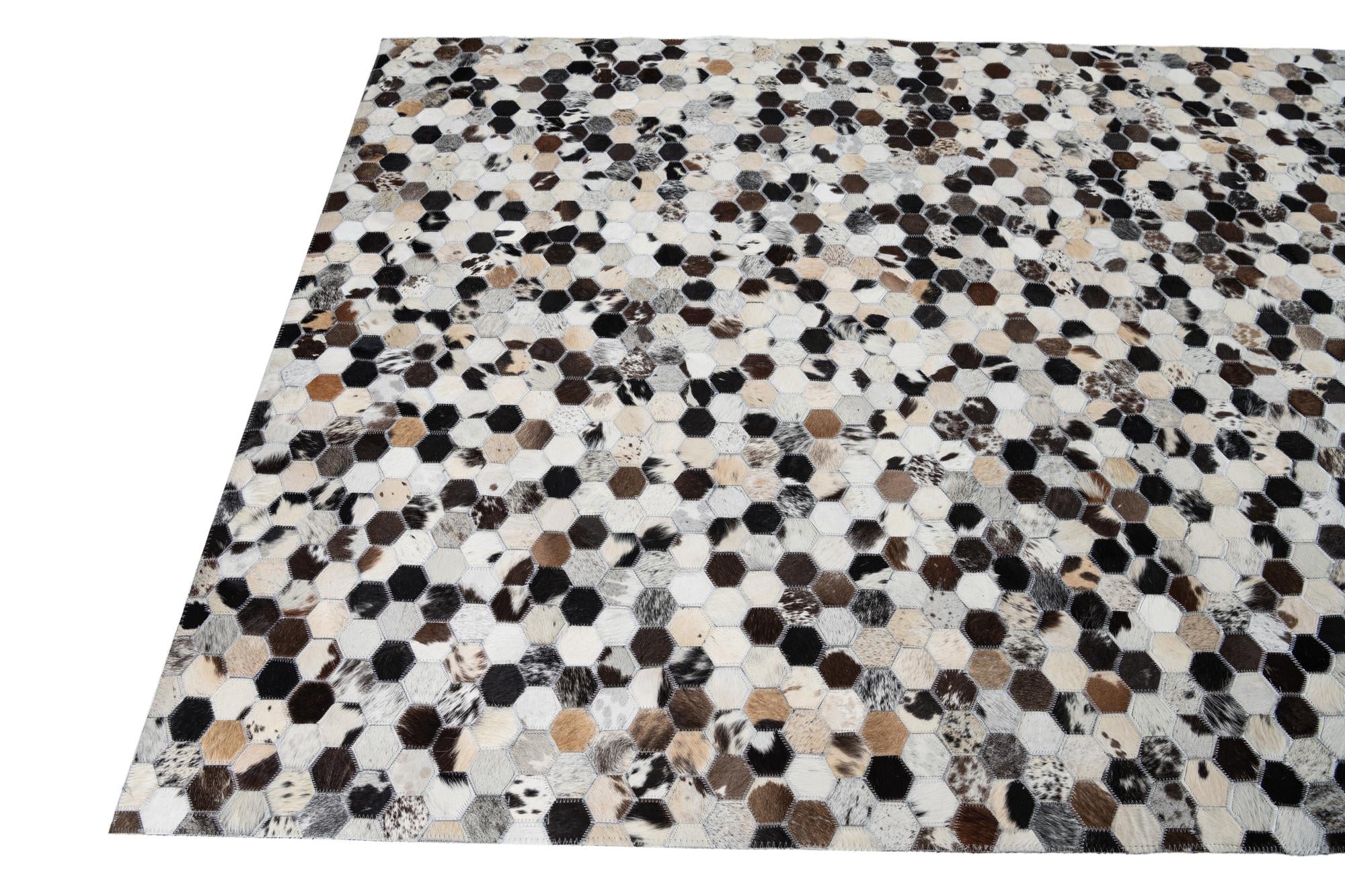 5' x 8' 1 Cowhide Leather Rug