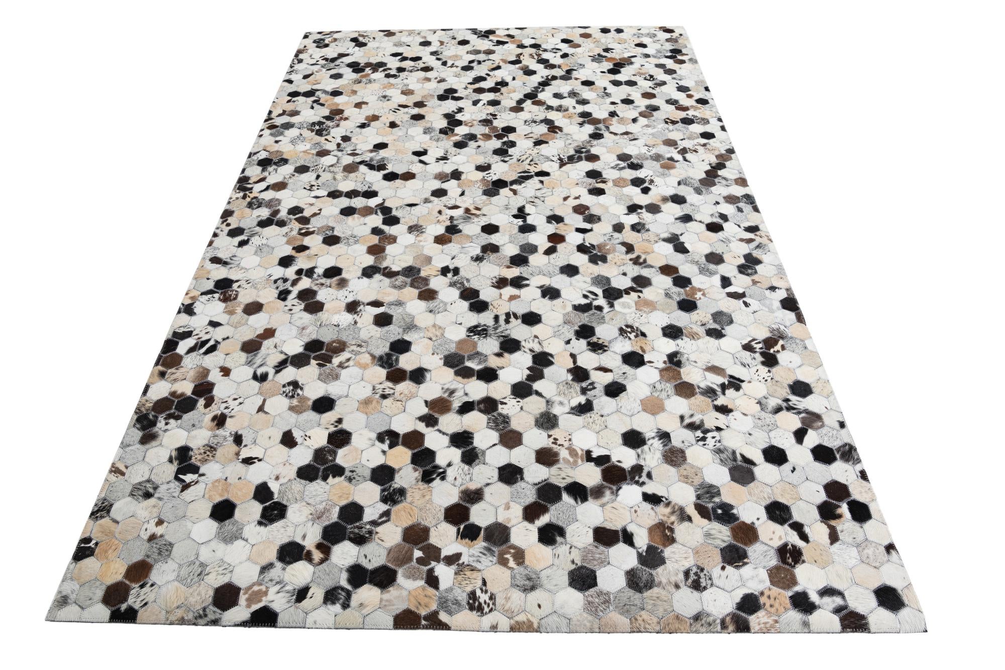 5' 3 x 8' 2 Cowhide Leather Rug