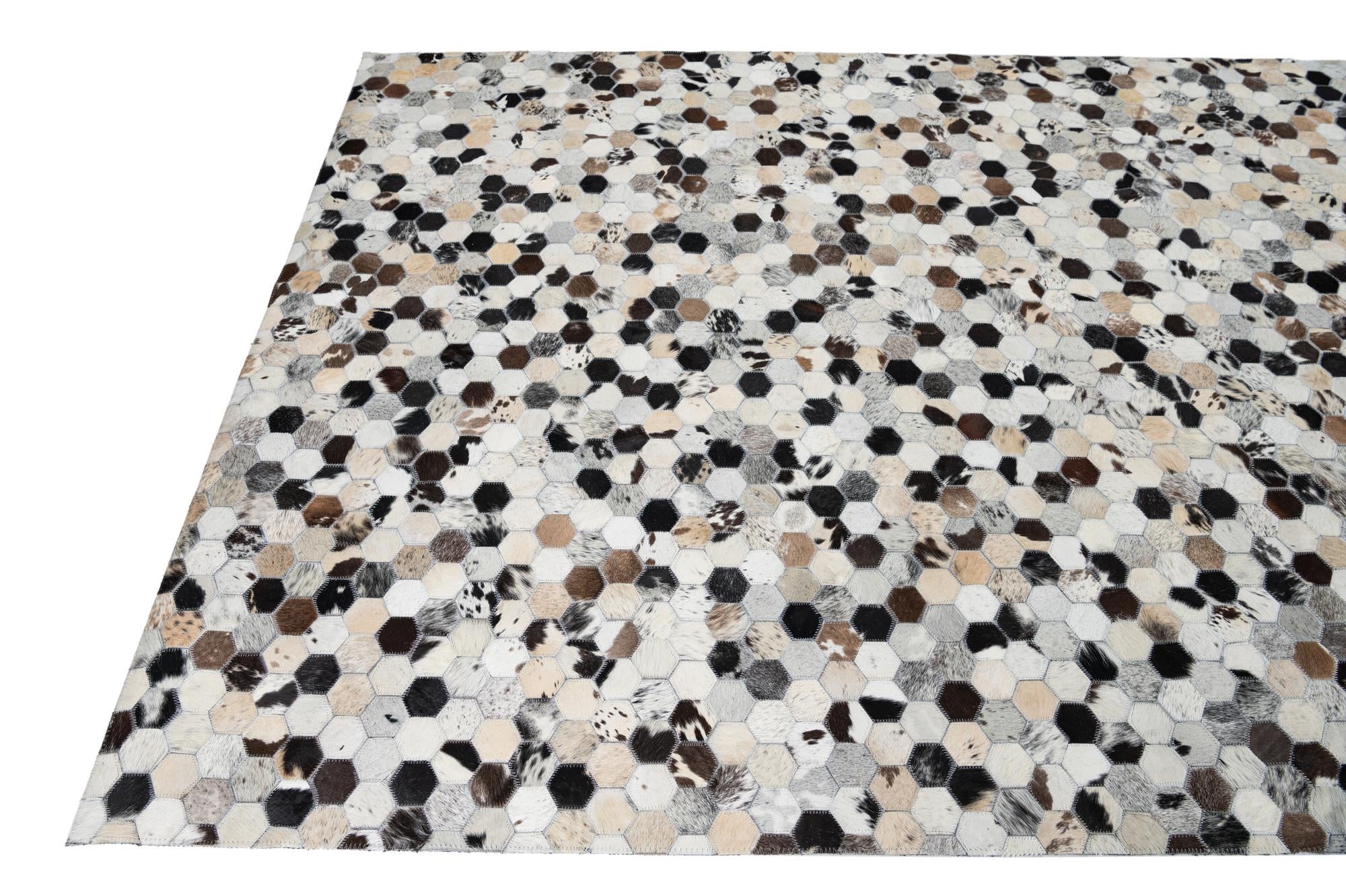 5' 3 x 8' 2 Cowhide Leather Rug