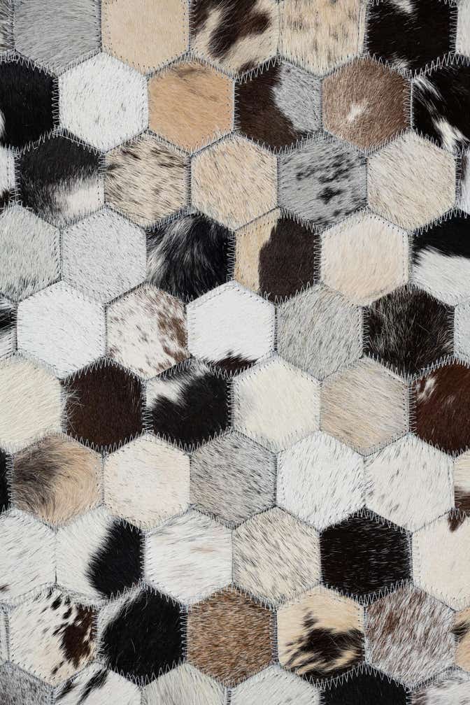 5' 3 x 8' 2 Cowhide Leather Rug