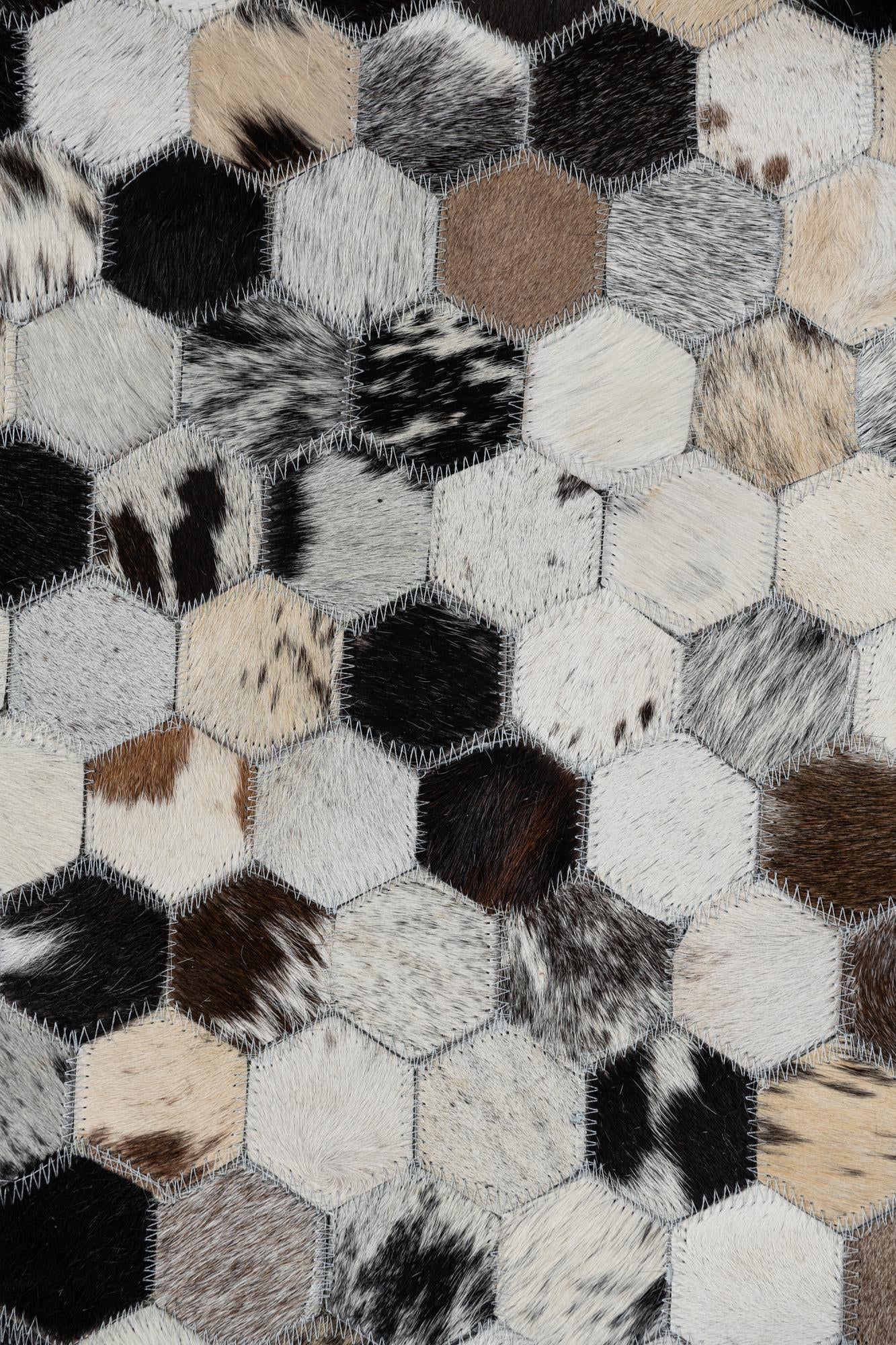 5' 3 x 8' 2 Cowhide Leather Rug