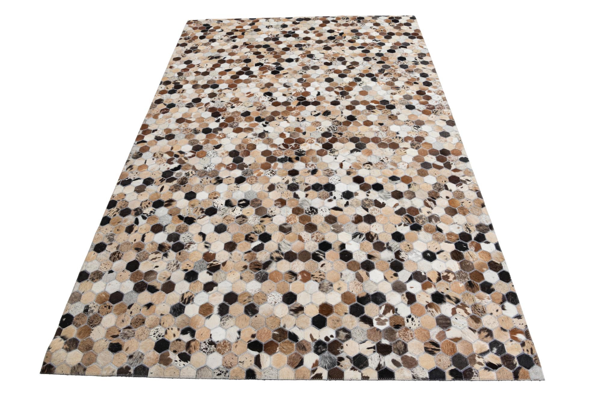 5' 2 x 8' Cowhide Leather Rug