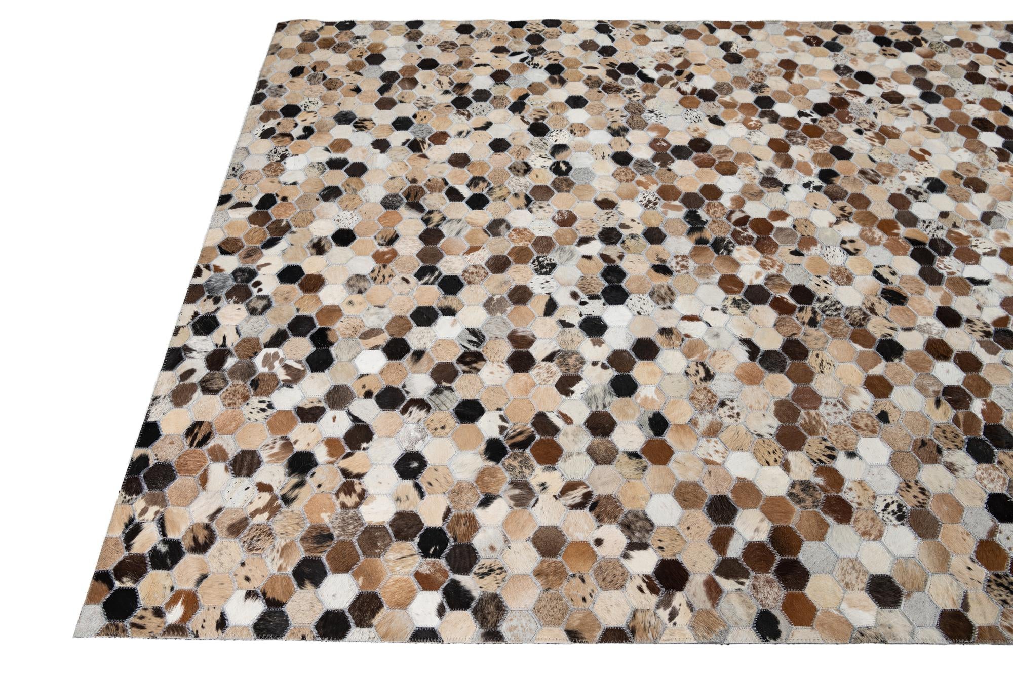 5' 2 x 8' Cowhide Leather Rug