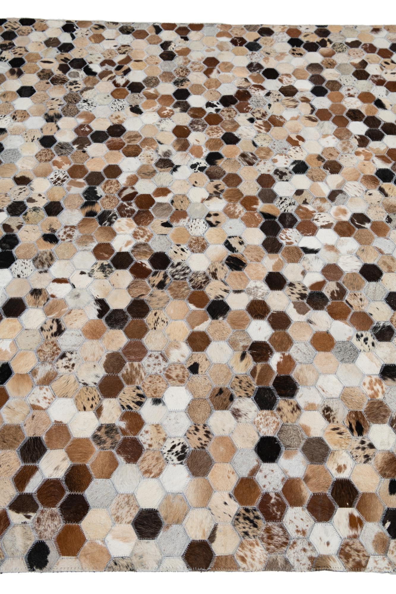 5' 2 x 8' Cowhide Leather Rug