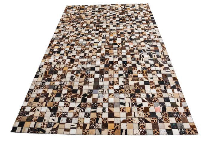 5' 2 x 8' 1 Cowhide Leather Rug