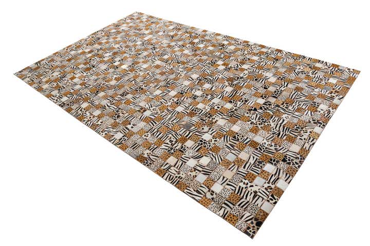 5' 1 x 8' 1 Cowhide Leather Rug
