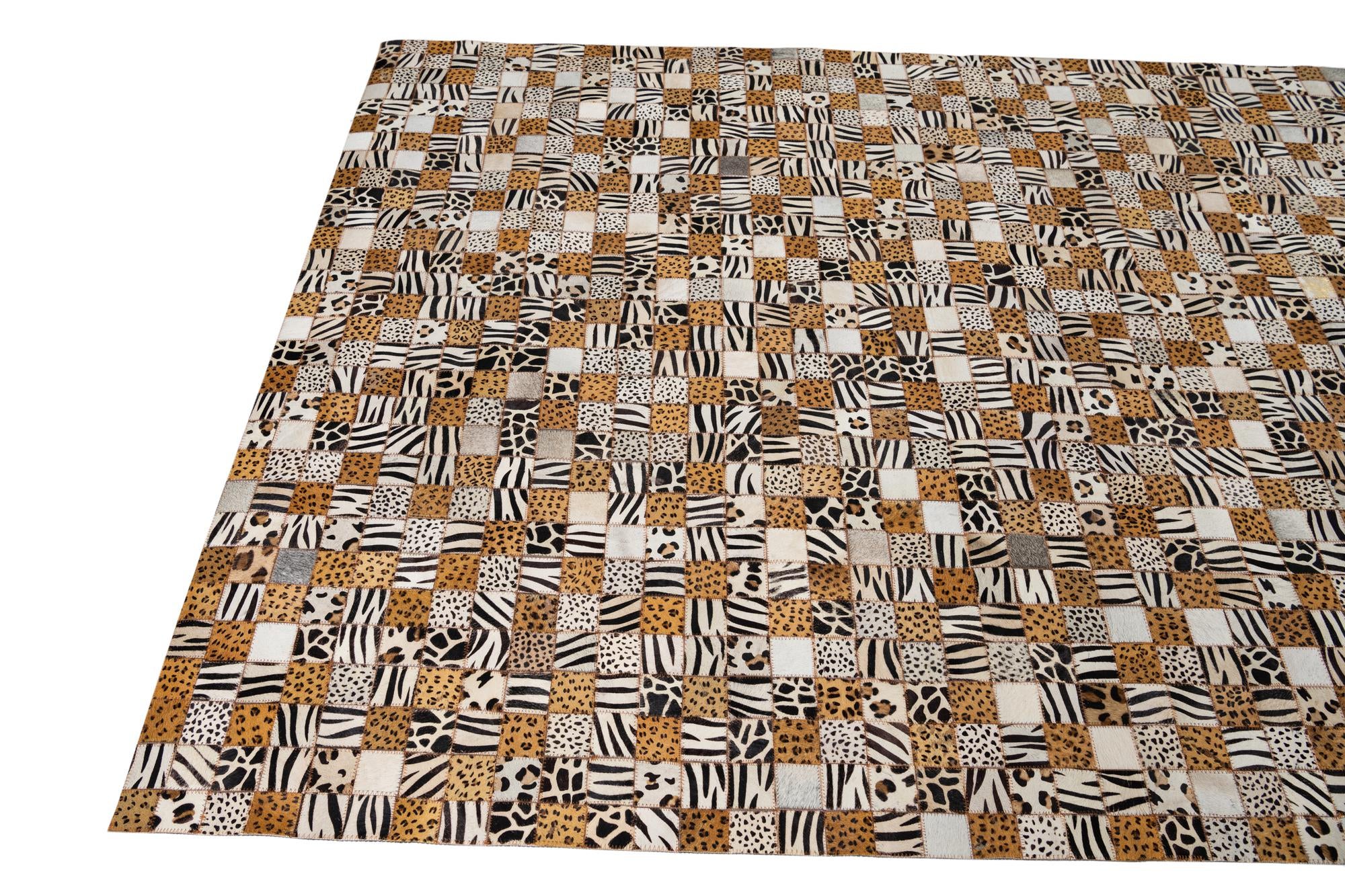 5' 1 x 8' 1 Cowhide Leather Rug