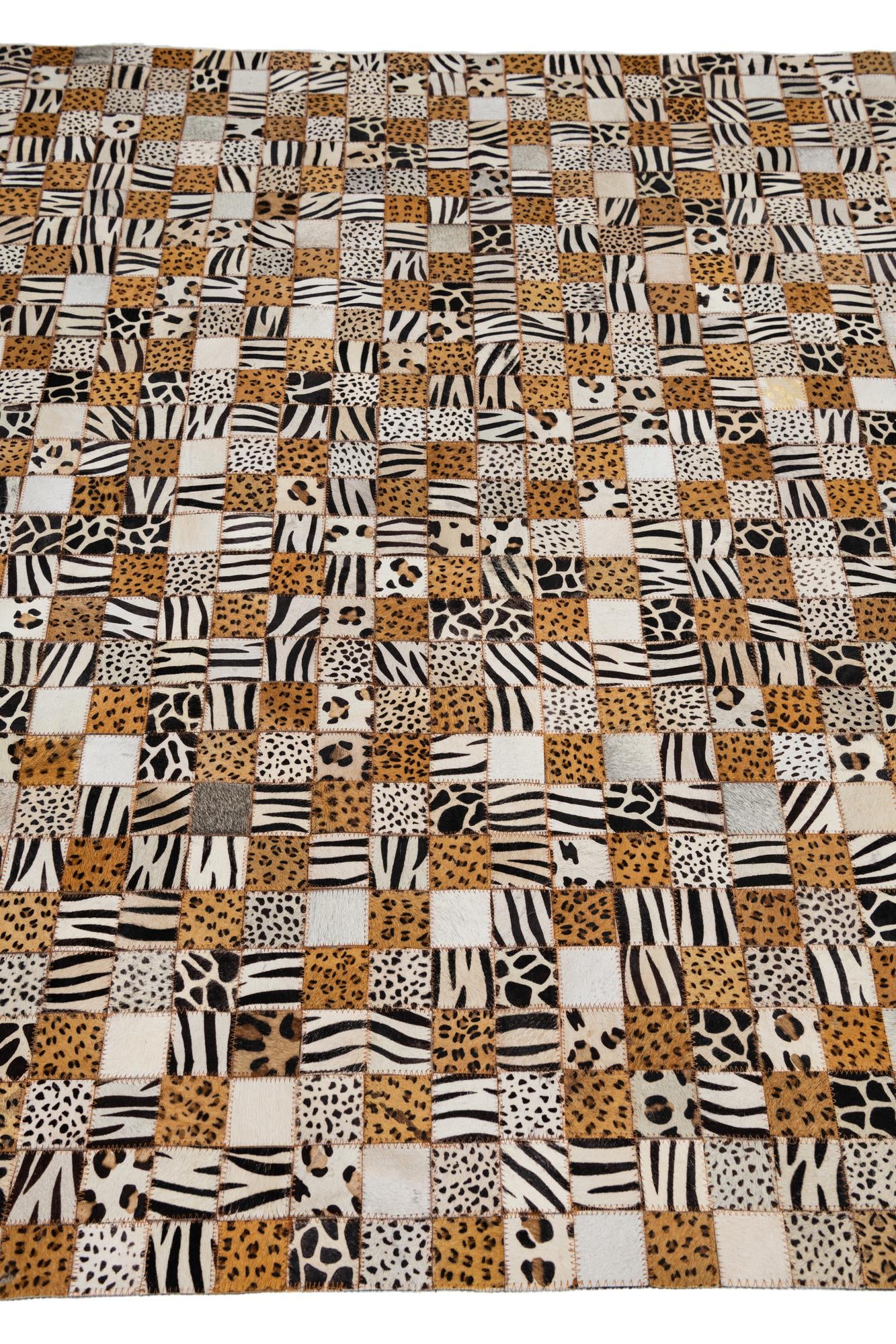 5' 1 x 8' 1 Cowhide Leather Rug