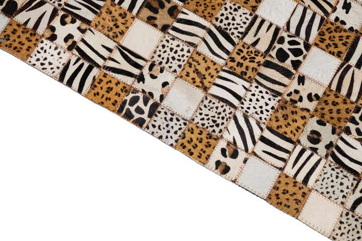 5' 1 x 8' 1 Cowhide Leather Rug