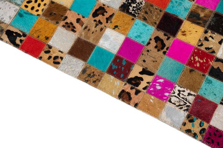 5' 1 x 8' Cowhide Leather Rug