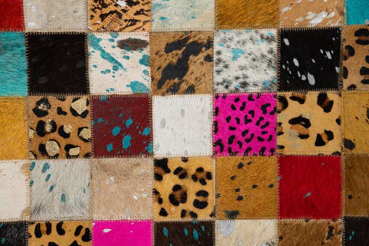 5' 1 x 8' Cowhide Leather Rug