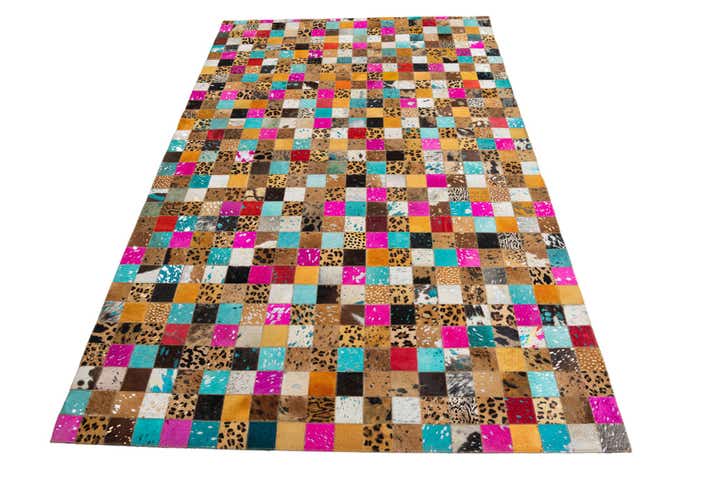 5' 1 x 8' 1 Cowhide Leather Rug