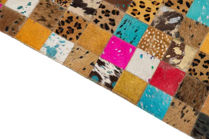 5' 1 x 8' 1 Cowhide Leather Rug