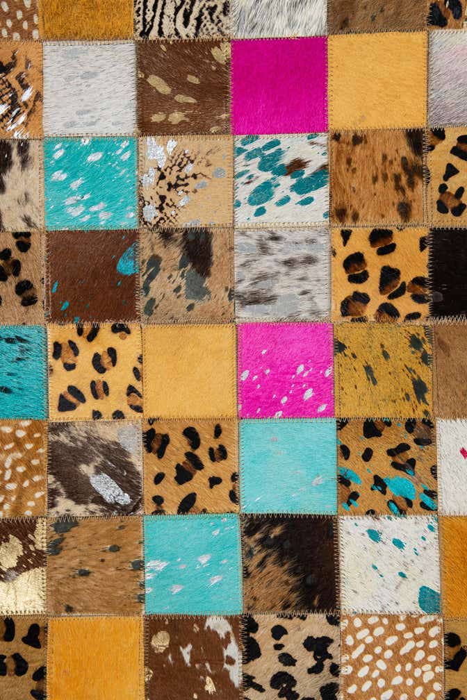 5' 1 x 8' 1 Cowhide Leather Rug